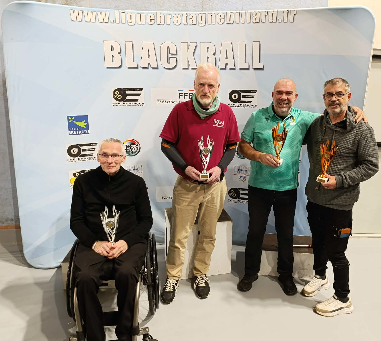 Podium Handi, de gauche à droite, Yvan Carric, Alain Miniou, Didier Capo, Didier Vadet